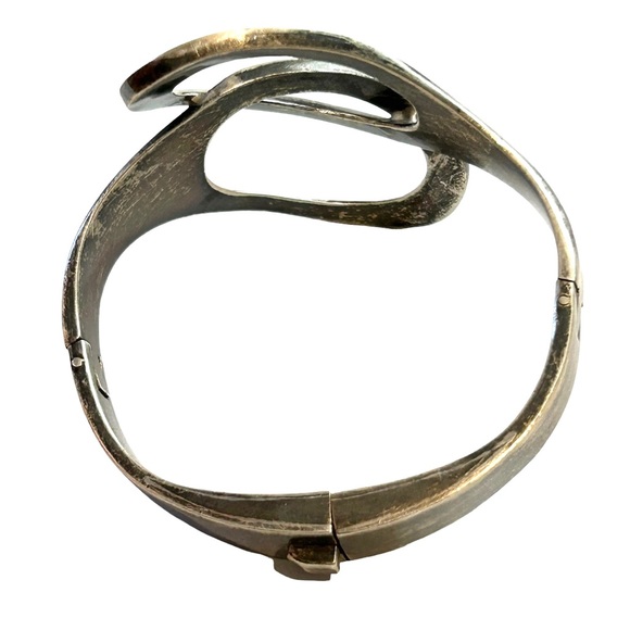 Alicia Plata Joyeria Mexico 950 Silver Hinged Cuff Bracelet TO-40 Modern Design - Picture 9 of 11